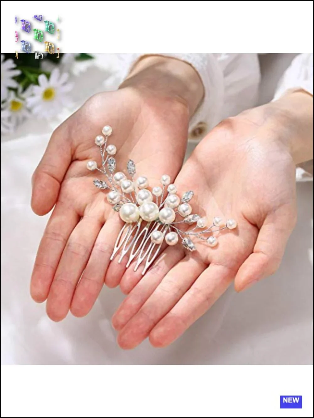 Pearl and Rhinestone Bridal Hair Side Comb for Women